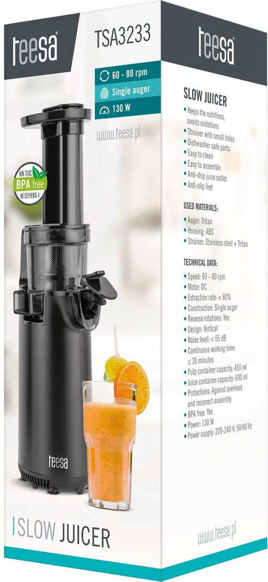 Teesa TSA3233 - Compacte slow juicer - BPA-vrij - roestvrijstaal van Teesa — afbeelding 5