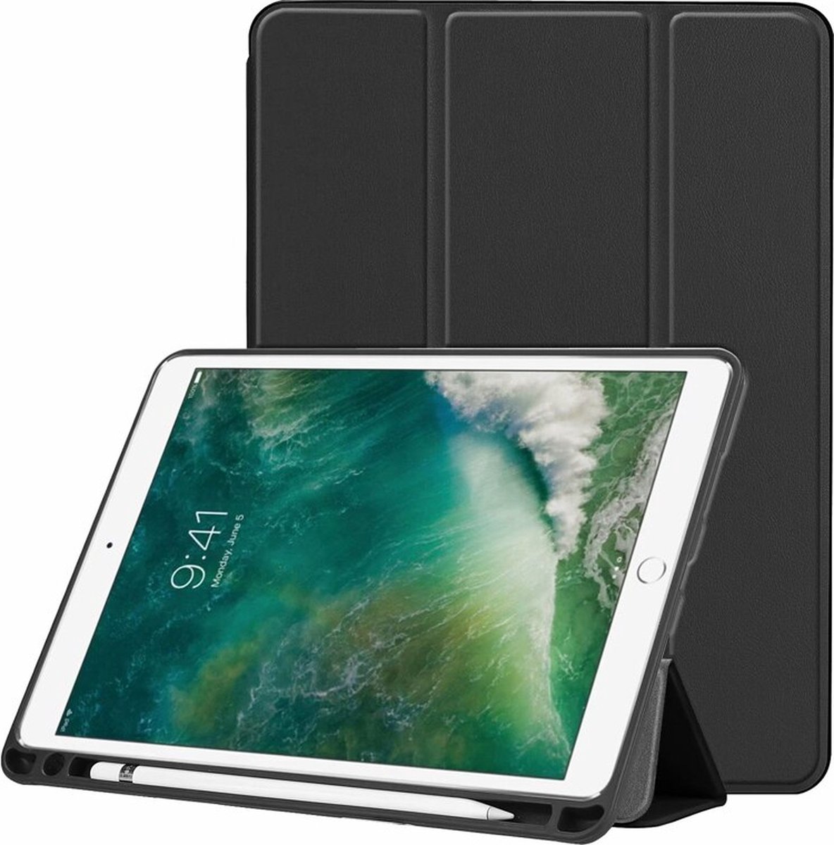 BukkitBow - Smart Cover Hoes voor Apple iPad Air 3 (2019) / Apple iPad Pro 10.5 (2017/2018) - Tri-Fold - Multi-Stand Case Sleeve hoes - Zwart