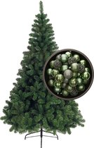 Sapin de Noël Bellatio Decorations H210 cm - avec boules vert sauge