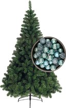 Bellatio Decorations kerstboom H240 cm - met kerstballen ijsblauw