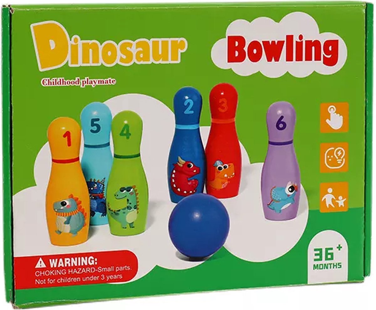 Dinosaurus Bowling Set Enfants - Mini jeu de bowling en bois pour tout- petits - Houten