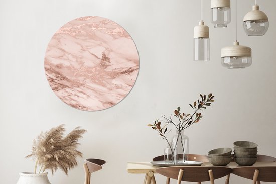 Cercle mural - Aluminium - Marbre - Rose - ⌀ 90 cm