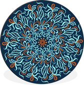 WallCircle - Wandcirkel - Muurcirkel - Mandala - Blauw - Patronen - Aluminium - Dibond - ⌀ 30 cm - Binnen en Buiten