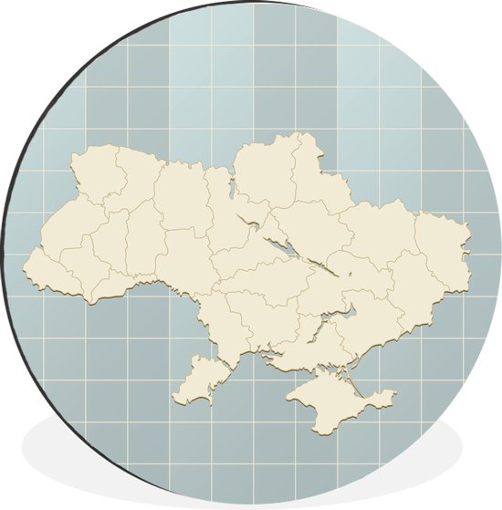 WallCircle - Wandcirkel - Muurcirkel - Illustratie van Oekraïne tegen een geblokte achtergrond - Aluminium - Dibond - ⌀ 30 cm - Binnen en Buiten