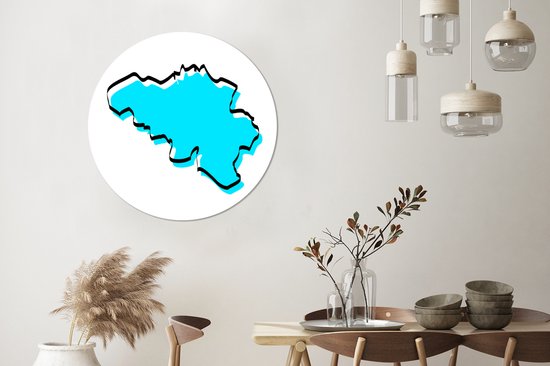 Illustration de la België en bleu Cercle mural aluminium ⌀ 90 cm - impression photo sur cercle mural / cercle vivant / cercle de jardin (décoration murale)