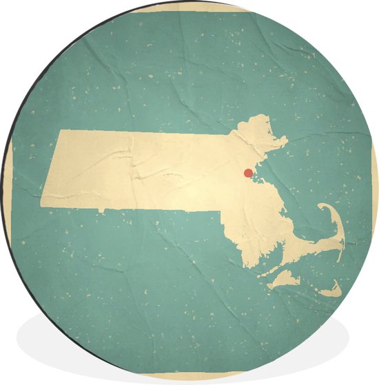 WallCircle - Wandcirkel - Muurcirkel - Een illustratie van Boston in de staat Massachusetts - Aluminium - Dibond - ⌀ 30 cm - Binnen en Buiten