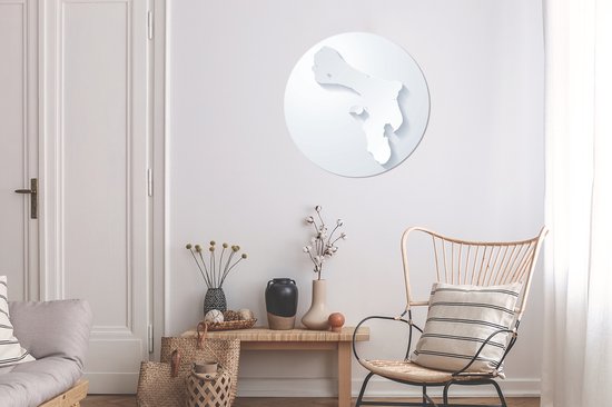 illustration noir et blanc de Bonaire sur fond blanc Cercle mural aluminium ⌀ 60 cm - tirage photo sur cercle mural / cercle vivant / cercle jardin (décoration murale)