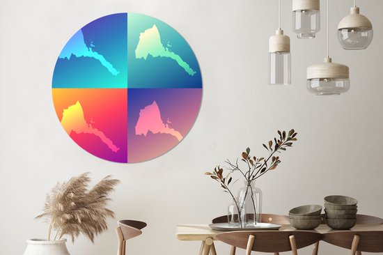 Illustration de quatre cartes d'Erythrée Cercle mural aluminium ⌀ 120 cm - impression photo sur cercle mural / cercle vivant / cercle jardin (décoration murale) XXL / Groot format!