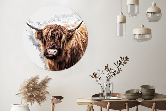 Cercle mural - Aluminium - Scottish Highlander - Fumée - Zwart - ⌀ 120 cm XXL
