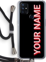 Gepersonaliseerd - Case Company® - Hoesje met koord geschikt voor OnePlus Nord N10 5G hoesje met Koord - Namecase - Telefoonhoesje met Zwart Koord - Bescherming aan alle Kanten en Over de Schermrand