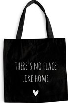 MuchoWow® Sac bandoulière - Sac de plage - Big Shopper - Sac shopping - Citation anglaise "There is no place like home" avec un coeur sur fond noir - 45x45 cm - Sac en coton