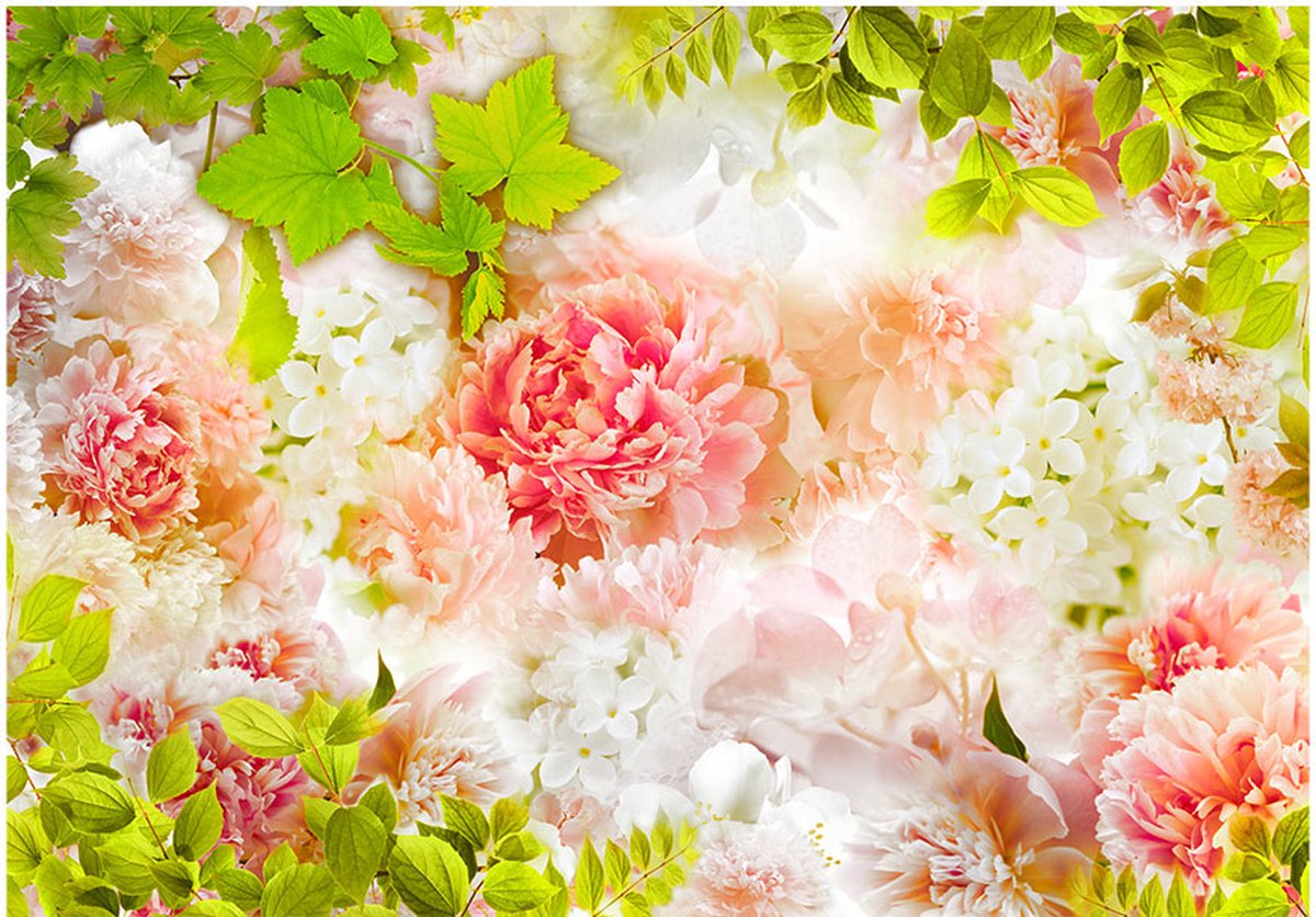 Fotobehangkoning - Behang - Vliesbehang - Fotobehang Pioenrozen - Bright peonies - 400 x 280 cm