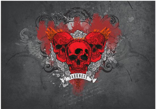 Fotobehangkoning - Behang - Vliesbehang - Fotobehang Schedel - Schedels - Skull - Skulls - Darkness - 350 x 245 cm