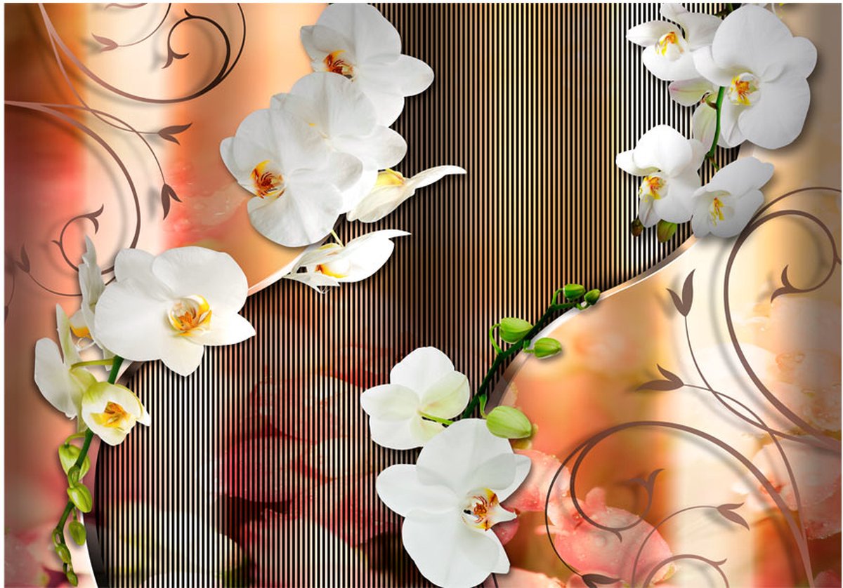 Fotobehangkoning - Behang - Vliesbehang - Fotobehang - Orchid - Orchideeën Kunst - Hotel Chique - Bloemen - 400 x 280 cm
