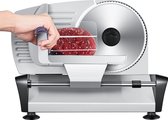 Housnat - Broodsnijmachine 150 W - All-Purpose Elektrische Snijmachine met 19 cm - Roestvrijstalen Messen - Worst snijder met Verstelbare Keukenmachine 0 tot 15 mm - Zilver