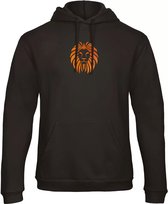 Koningsdag Hoodie - Zwarte hoodie met oranje leeuw borduring - KIDS 146