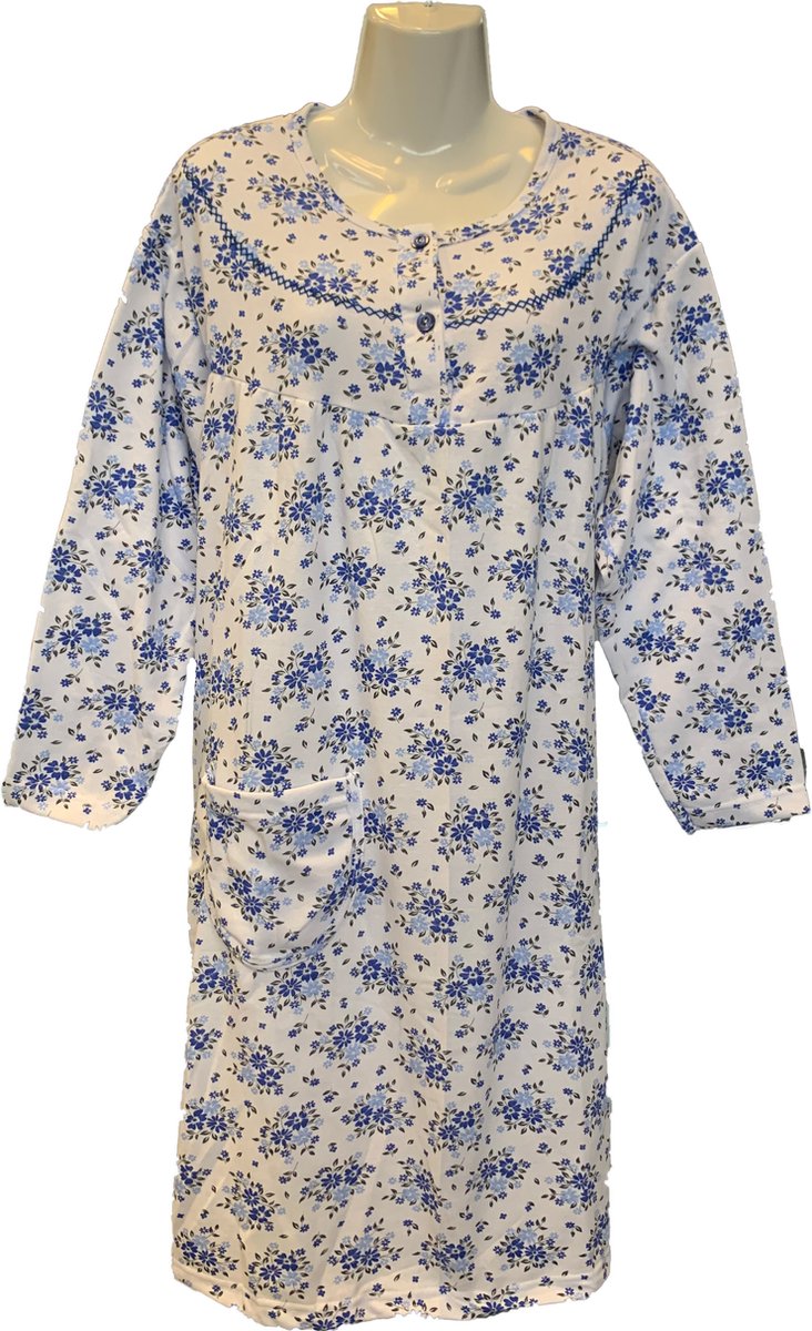 B... Brand Dames Winter Nachtjapon Gebloemd - Kleur Blauw
