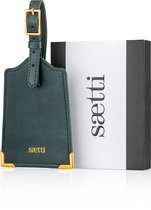 Saetti Bagagelabel Kofferlabel - Luxe Luggage Tag - Groen - Echt Leer