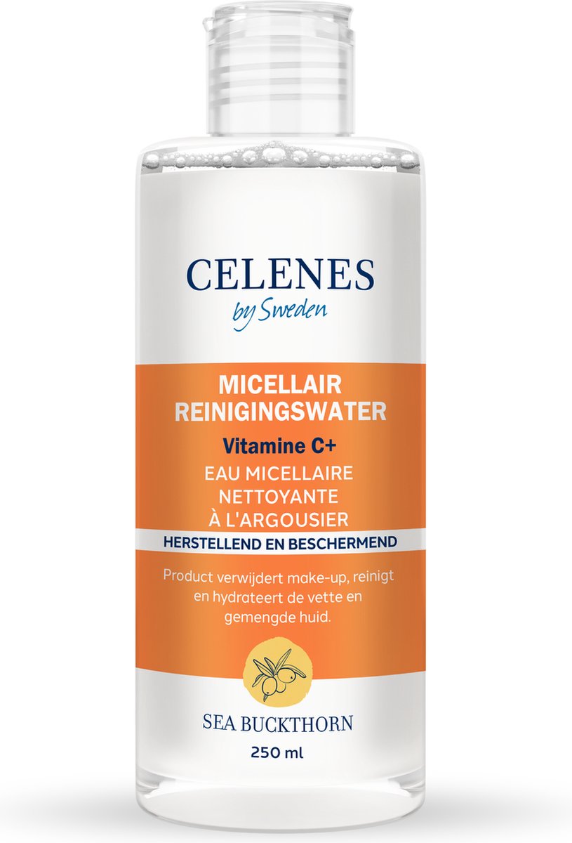 CELENES by Sweden Sea Buckthorn Micellair Reinigingswater Alcoholvrij Parfumvrij en vrij van parabenen 250ml Vette Gecombineerde Huid