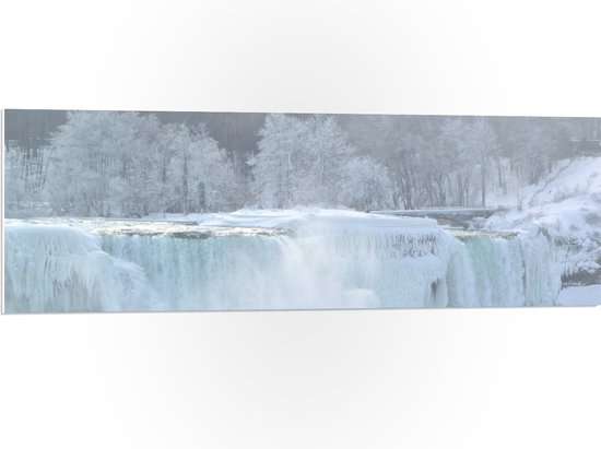 WallClassics - PVC Schuimplaat - Witte Winter Waterval - 120x40 cm Foto op PVC Schuimplaat (Met Ophangsysteem)