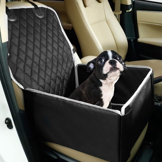 Autostoel Hond - Hondenmand Auto - Hondenstoel Auto - Zwart met Wit - 45cm x...