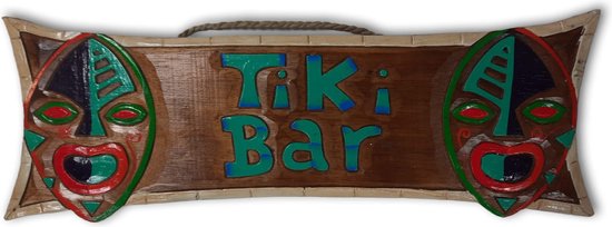 Houten wandbord "Tiki Bar" #4 | 50 x 17 cm | mancave | barbord | kroeg | café decoratie | Vaderdag cadeau