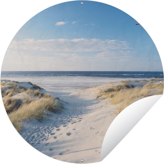 Tuincirkel Duin - Meeuw - Strand - Zee - Zon - 60x60 cm - Ronde Tuinposter - Buiten