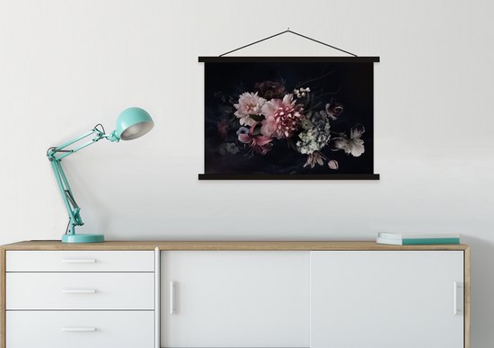 Affiche scolaire - Fleurs - Vintage - Pastel - 90x60 cm - Lattes noires