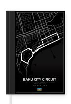 Notitieboek - Schrijfboek - Racebaan - Circuit - F1 - Baku City Circuit - Azerbeidzjan - Zwart - Notitieboekje klein - A5 formaat - Schrijfblok