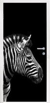 Deursticker Zebra - Zwart - Wit - Portret - Dieren - 85x205 cm - Deurposter