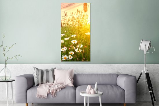 Décoration murale Métal - Peinture Aluminium Industrielle - Fleurs - Marguerite - Nature - Soleil - Horizon - 80x160 cm - Dibond - Photo sur aluminium - Décoration murale industrielle - Pour le salon / chambre