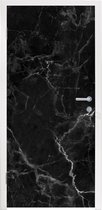 Deursticker Marmer - Zwart - Wit - Textuur - Marmerlook - 75x205 cm - Deurposter