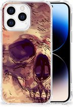 Anti Shock hybrid Case Geschikt voor iPhone 14 Pro Telefoonhoesje met doorzichtige rand Skullhead