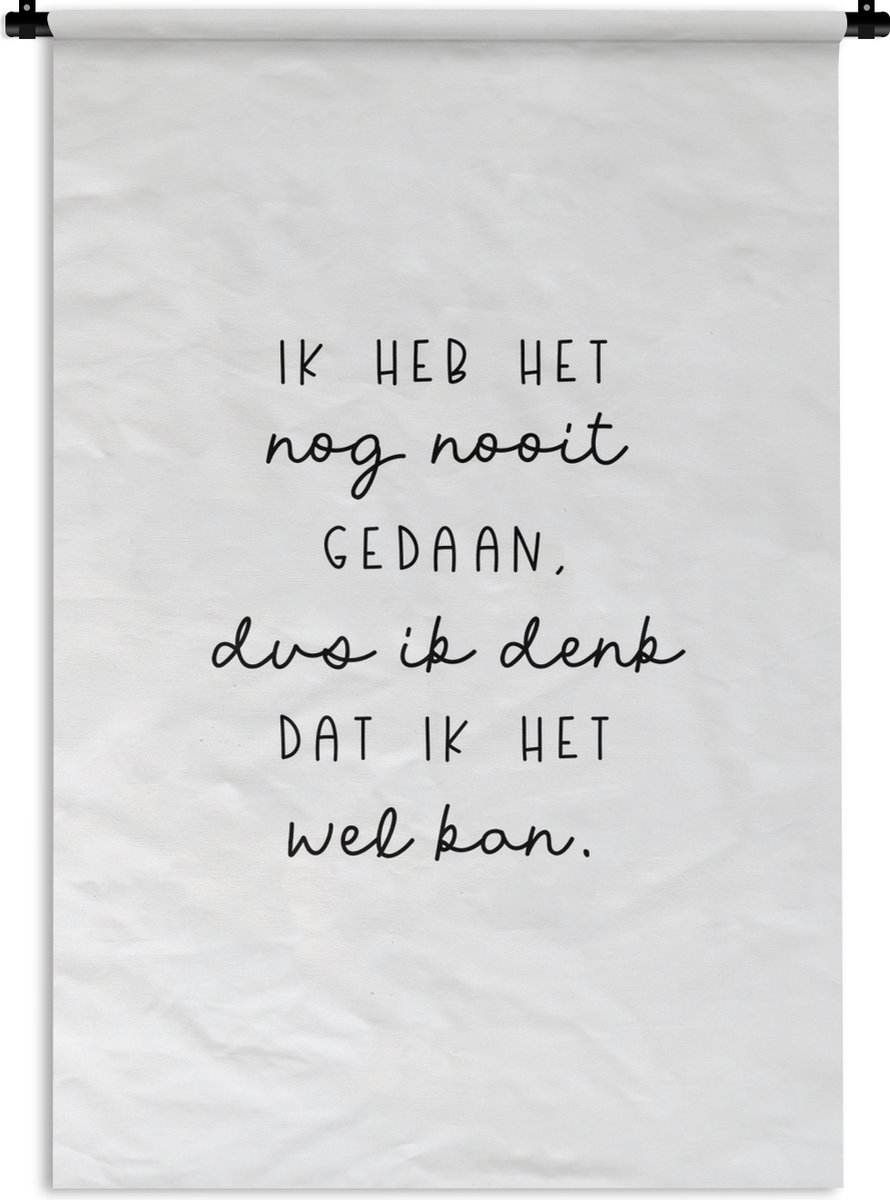 Wandkleed - Wanddoek - Quotes - Ik heb het nog nooit gedaan dus - Baby - Kinderen - 90x135 cm - Wandtapijt