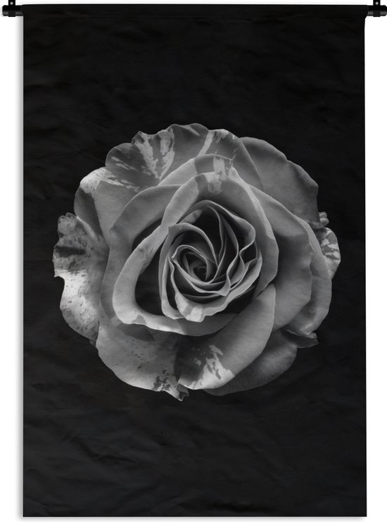 Tapisserie - Toile murale - Fleurs - Rose - Zwart - Wit - Botanique - 60x90 cm - Tapisserie