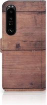 Leuk Case Sony Xperia 1 IV Hoesje Old Wood