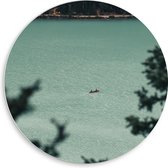 WallClassics - PVC Schuimplaat Muurcirkel - Roeiboot op het Meer - 50x50 cm Foto op Muurcirkel (met ophangsysteem)