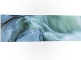 WallClassics - Plaque Mousse PVC - Water Blauw Qui Coule Le Long Des Pierres - Photo 120x40 cm sur Plaque Mousse PVC (Avec Système d'accrochage)