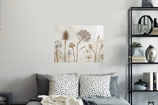 Stickers muraux - Sticker Foil - Fleurs - Aquarelle - Nature Morte - Marron - Vintage - 80x60 cm - Film Adhésif - Stickers muraux Muraux Chambre Enfant - Papier Peint Autocollant