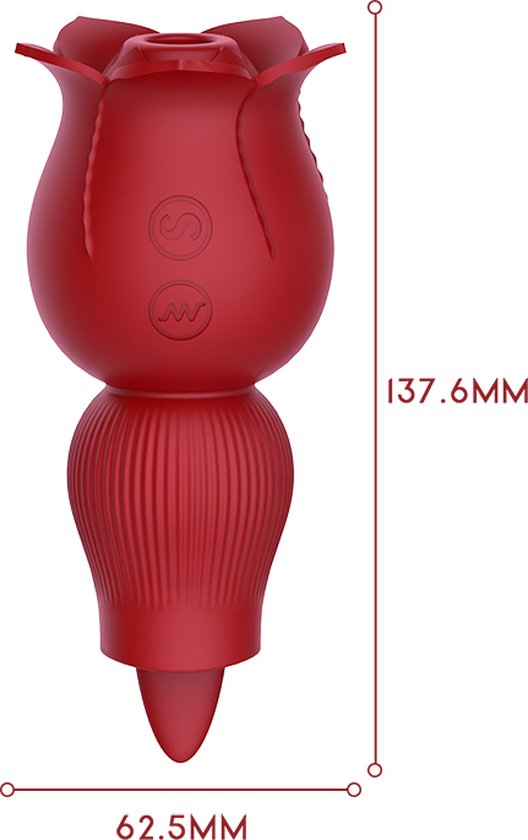Qarano Night Rose - Vibromasseur à pression d'air - Vibromasseur à aspiration - Vibromasseur à lécher - Lèche et suce - 14 positions - Satisfyer - G-Spot Booster - Masseur - Sex Toy - Orgasme Intense