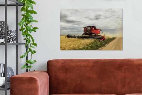 Toile Peinture Amérique - Tracteur - Nourriture - 90x60 cm - Décoration murale