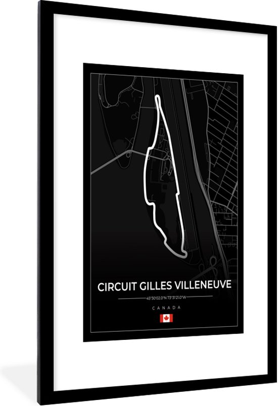 Fotolijst incl. Poster - Racing - Racebaan - Circuit Gilles Villeneuve - Canada - F1 - Zwart - 80x120 cm - Posterlijst