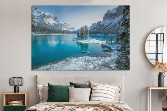 Tableau Peinture Paysage - Neige - Hiver - Water - Berg - 150x100 cm - Décoration murale