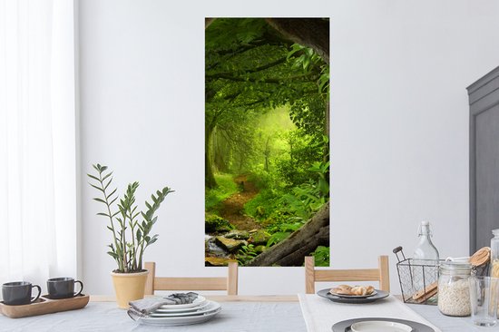 Stickers muraux - Sticker Foil - Jungle - Vert - Nature - Tropical - Plantes - 60x120 cm - Film Adhésif - Stickers muraux Chambre Enfant - Papier Peint Auto Adhésif