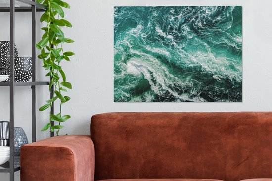 Canvas schilderij 80x60 cm - Wanddecoratie Oceaan - Water - Zee - Luxe - Groen - Turquoise - Muurdecoratie woonkamer - Slaapkamer decoratie - Kamer accessoires - Schilderijen op canvas
