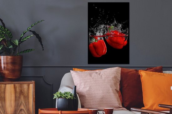 Cadre photo avec affiche - Paprika - Nature morte - Water - Rouge - 40x60 cm - Cadre pour affiche - Décorations de Noël - Décoration de Noël pour l'intérieur - Noël