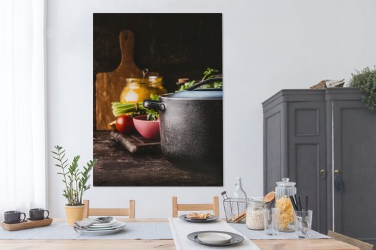 Tableau sur toile Rustique - Nature Morte - Pan - Légume - 120x160 cm - Décoration murale XXL