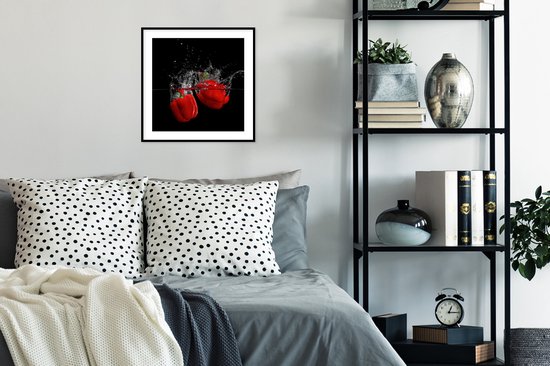 Cadre photo avec affiche - Paprika - Légumes - Nature morte - Water - Rouge - 40x40 cm - Cadre pour affiche - Décorations de Noël - Décoration de Noël pour l'intérieur - Noël