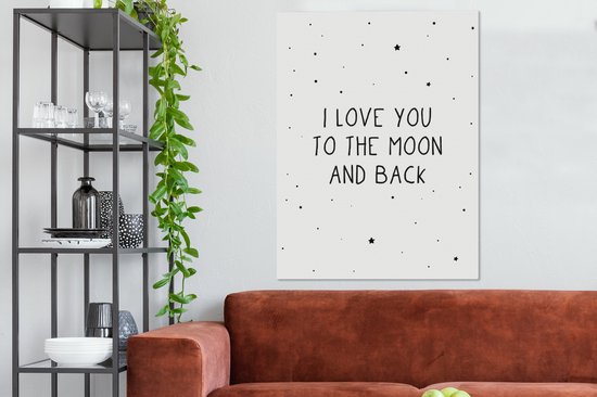 Toile Chambre d'enfant - Citations - Je t'aime jusqu'à la lune et dos - Bébé - Amour - Proverbes - Toile Chambre de bébé - 90x120 cm
