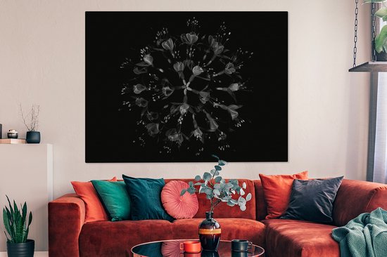 Tableau sur toile Fleurs - Oranje - Rose - Zwart - 160x120 cm - Décoration murale XXL